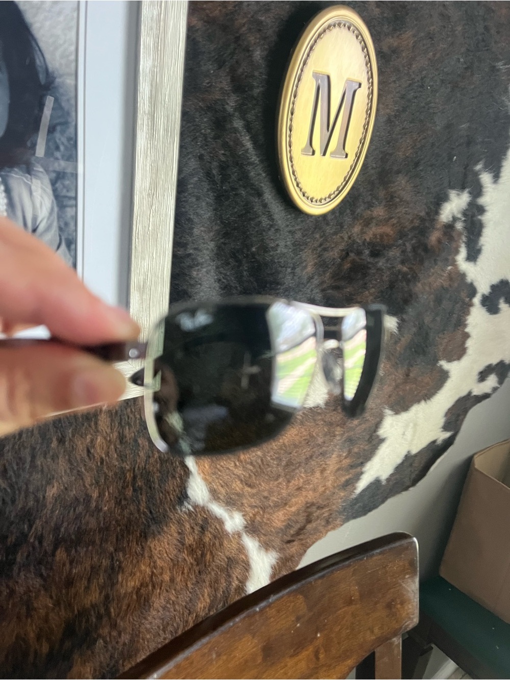 Ray-Ban Silver Frame Sunglasses with Green Lenses - Picture 2 of 4